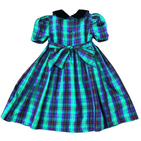 Vintage Bonnie Jean Tartan Plaid Taffeta Formal Holiday Christmas Party Dress 6 - Picture 3 of 15